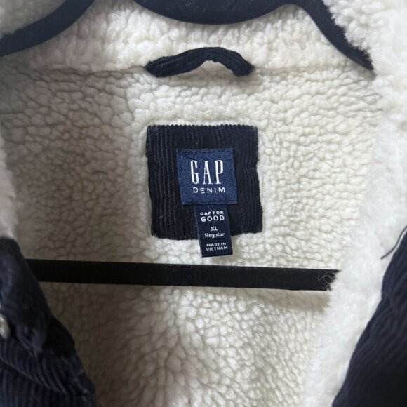 Gap Kids Navy Blue Corduroy Jacket with White Sherpa Collar – Size XL – NWT - Picture 3 of 9